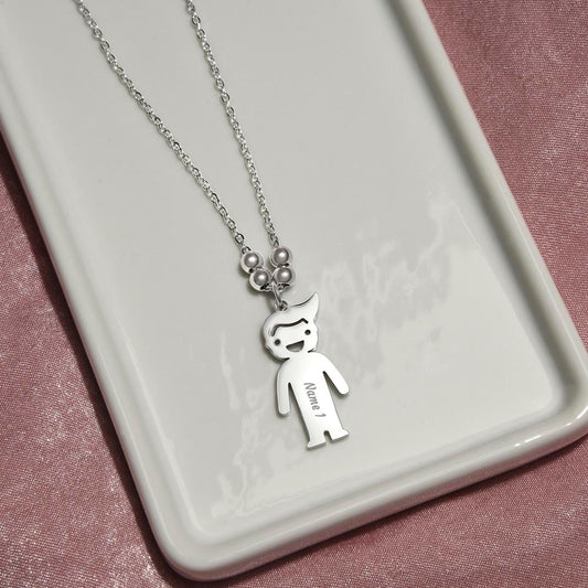 Engraved Kid Charm Necklace