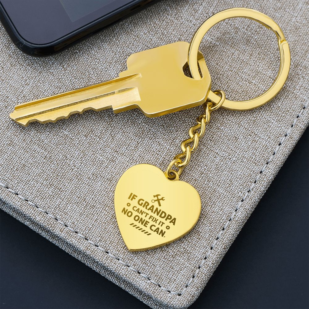 Grandpa Engraved Heart Keychain