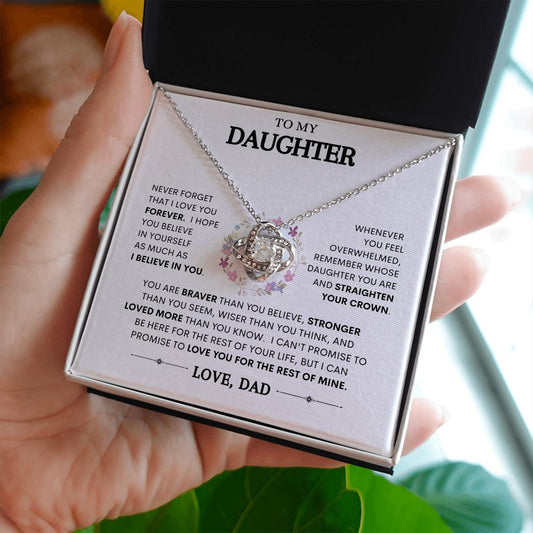 To My Daughter | Braver Than You Believe | Love Knot Necklace