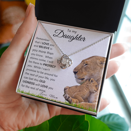 To My Daughter | This Old Lioness Love Knot Necklace