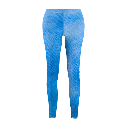 Women's Casual Leggings - Powder Blue Tie Dye