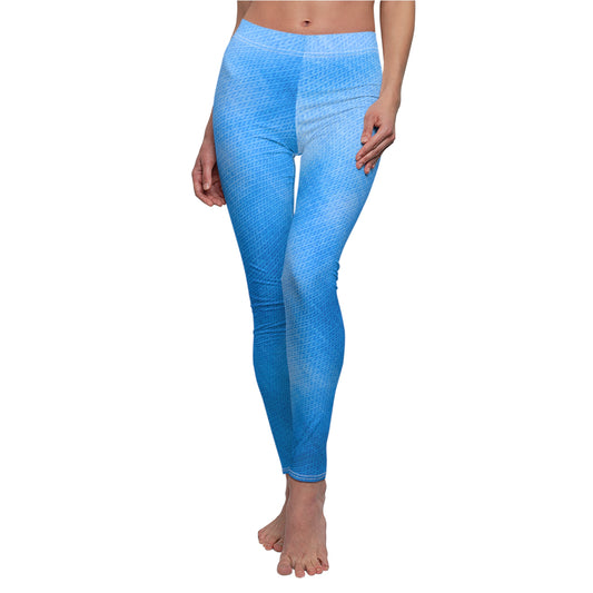 Women's Casual Leggings - Powder Blue Tie Dye