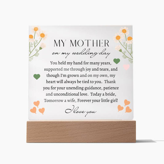 Mother of the Bride Wedding Day Acrylic Plaque