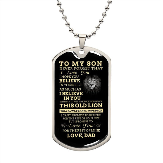 To My Son | This Old Lion | Dog Tag Necklace