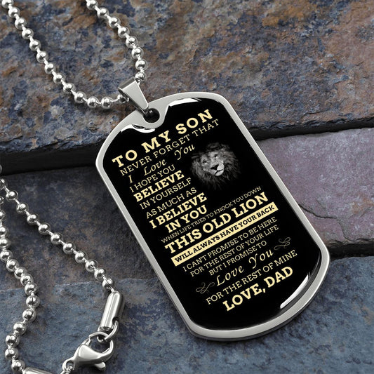 To My Son | This Old Lion | Dog Tag Necklace