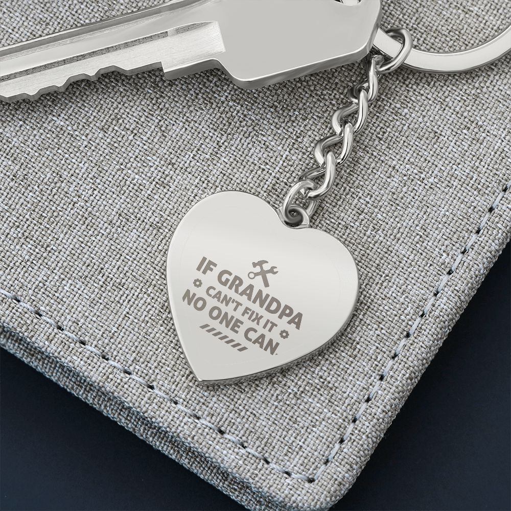 Grandpa Engraved Heart Keychain