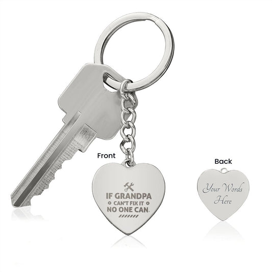 Grandpa Engraved Heart Keychain