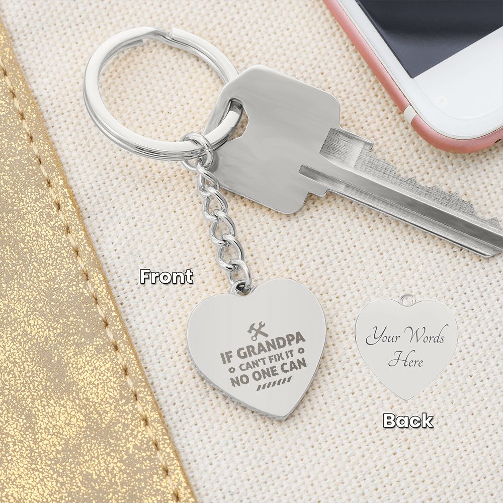 Grandpa Engraved Heart Keychain