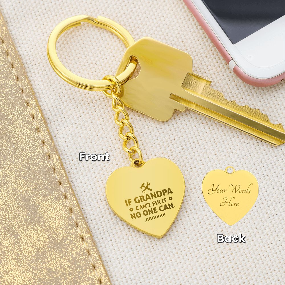 Grandpa Engraved Heart Keychain