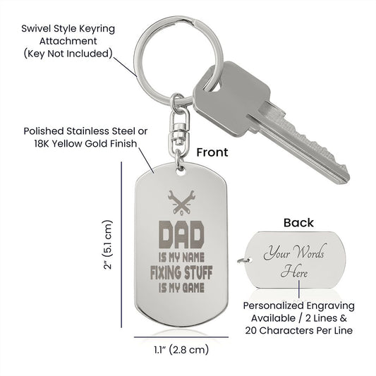 Dad Engraved Dogtag Keychain