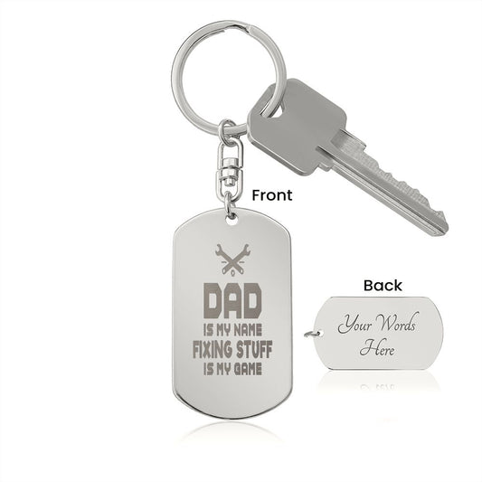 Dad Engraved Dogtag Keychain