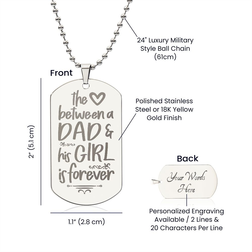 Dad | Dad and His Girl | Engraved Dog Tag Necklace