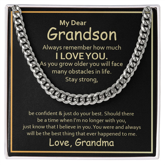 To My Grandson | Stay Strong | Cuban Link Necklace