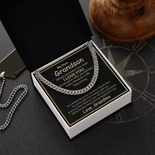 To My Grandson | Stay Strong | Cuban Link Necklace