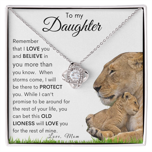 To My Daughter | This Old Lioness Love Knot Necklace