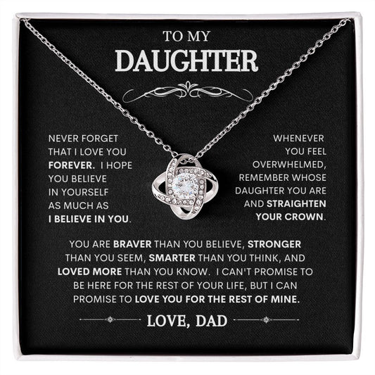 To My Daughter | Braver Than You Believe | Love Knot Necklace