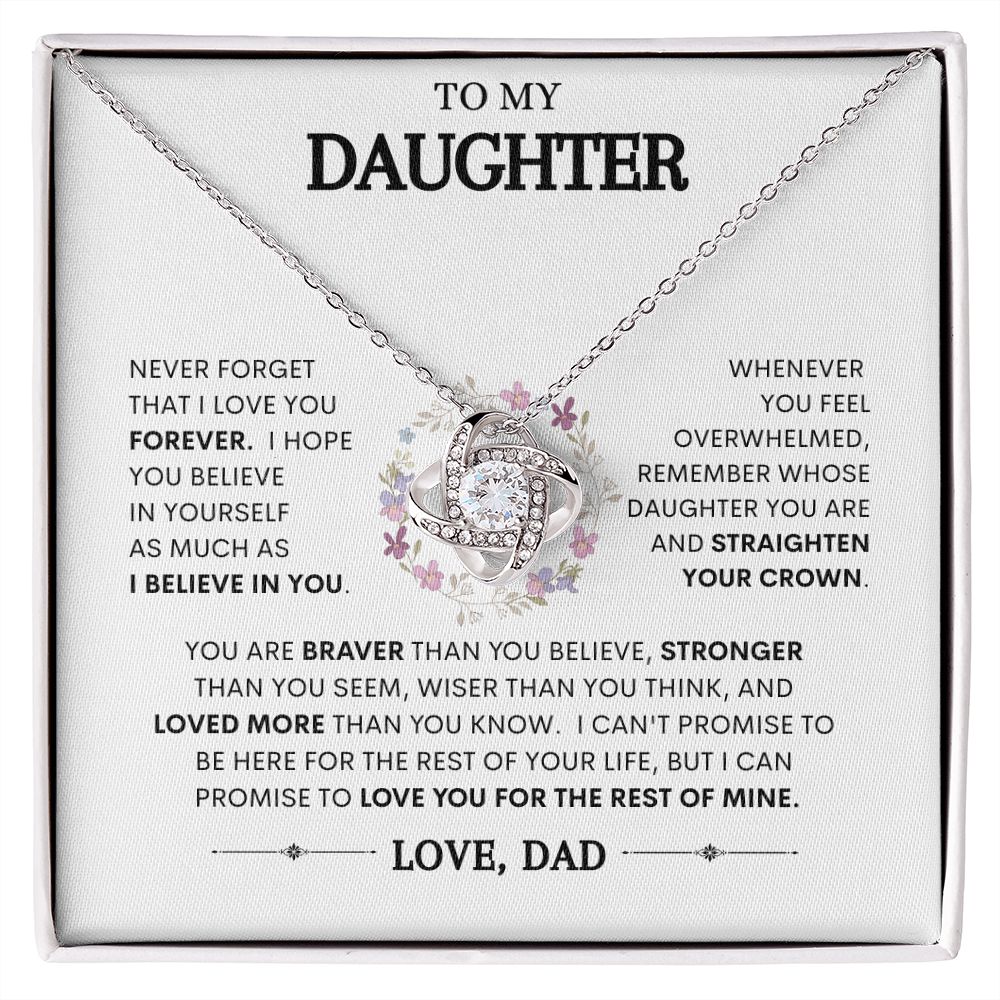 To My Daughter | Braver Than You Believe | Love Knot Necklace