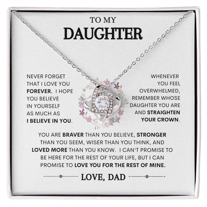To My Daughter | Braver Than You Believe | Love Knot Necklace