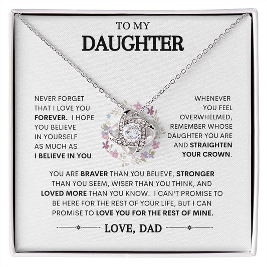To My Daughter | Braver Than You Believe | Love Knot Necklace
