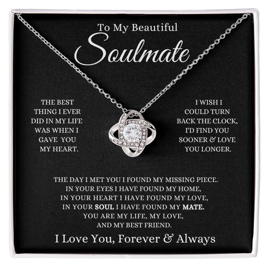 To My Soulmate | Find You Sooner | Love Knot Necklace