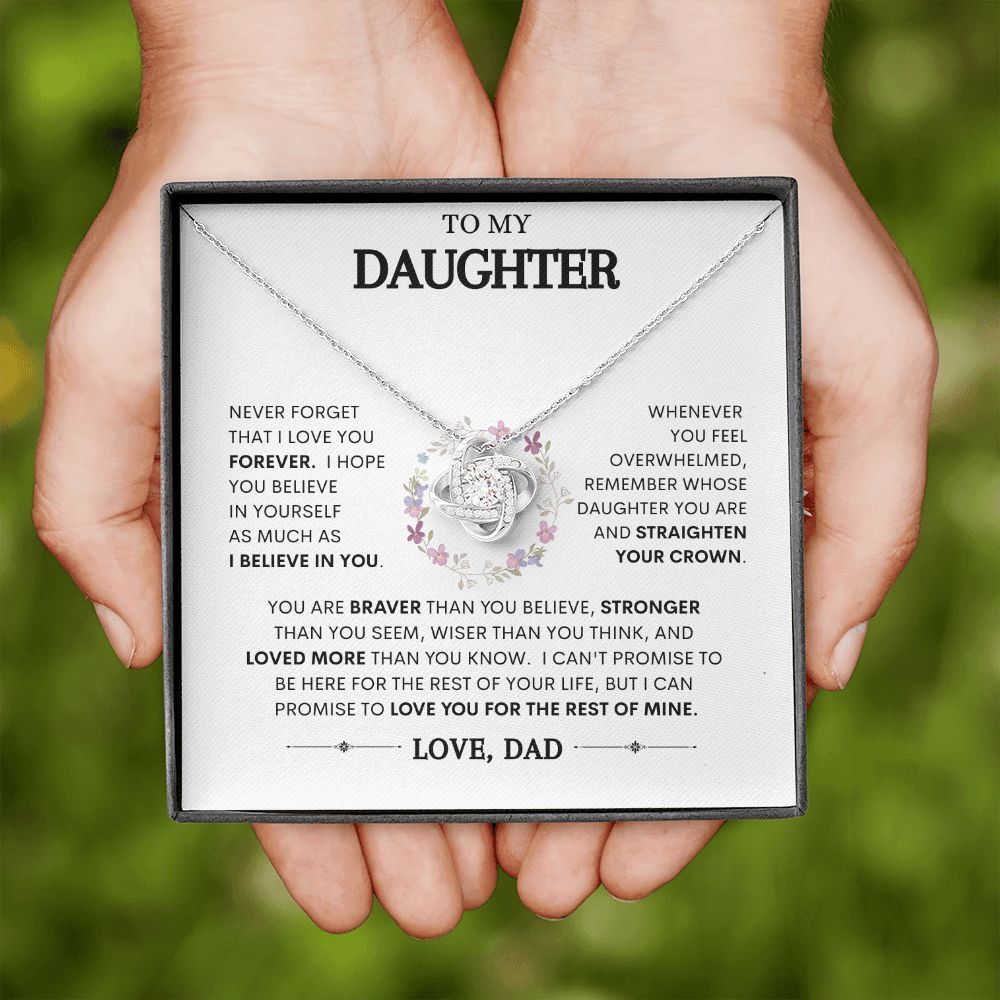 To My Daughter | Braver Than You Believe | Love Knot Necklace
