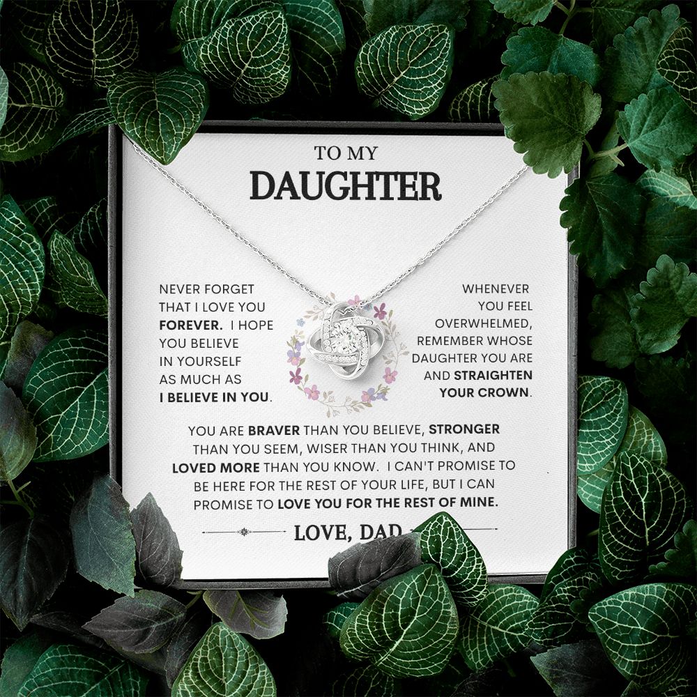 To My Daughter | Braver Than You Believe | Love Knot Necklace