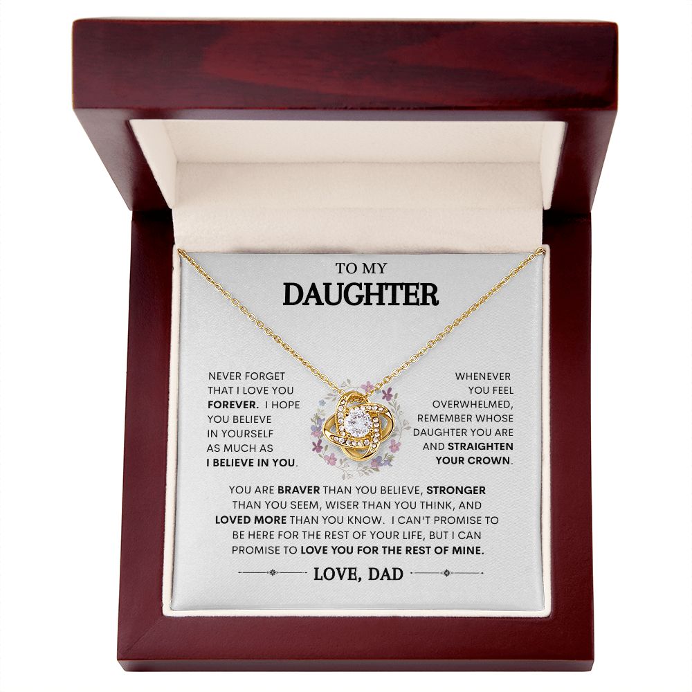 To My Daughter | Braver Than You Believe | Love Knot Necklace