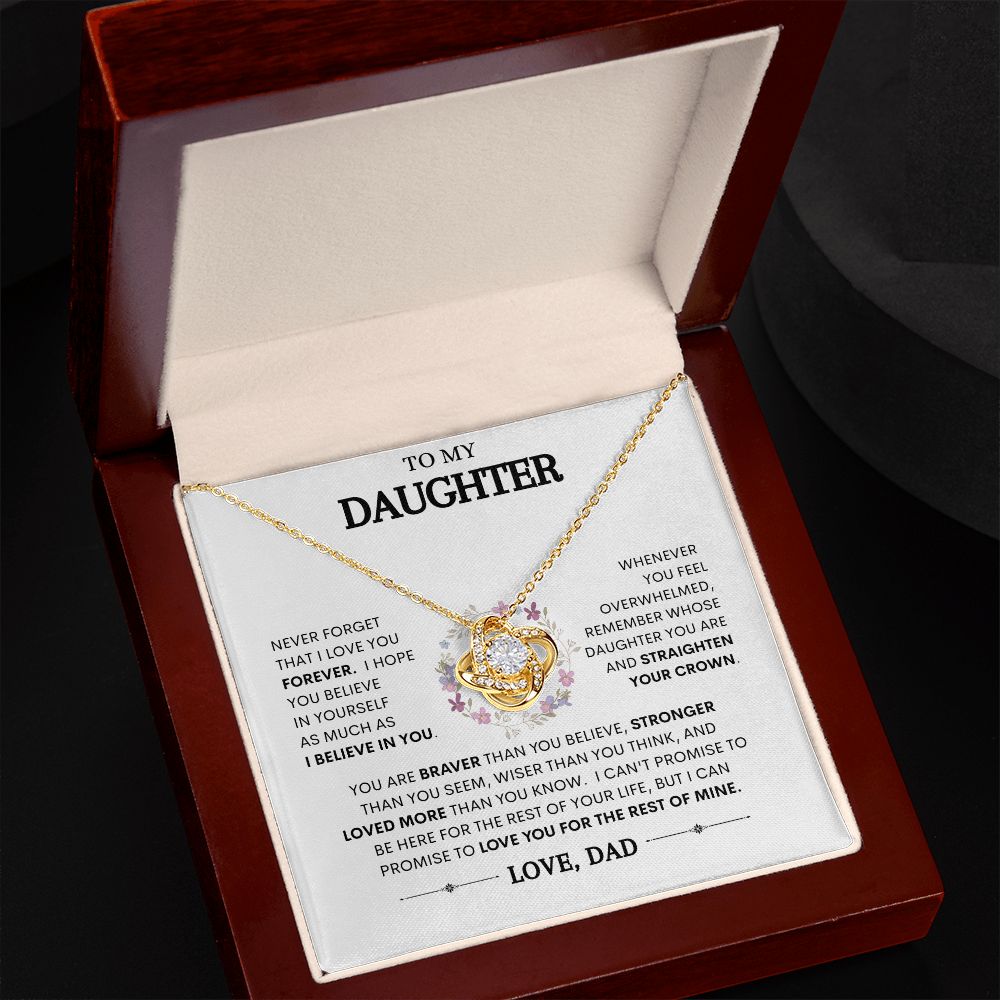 To My Daughter | Braver Than You Believe | Love Knot Necklace