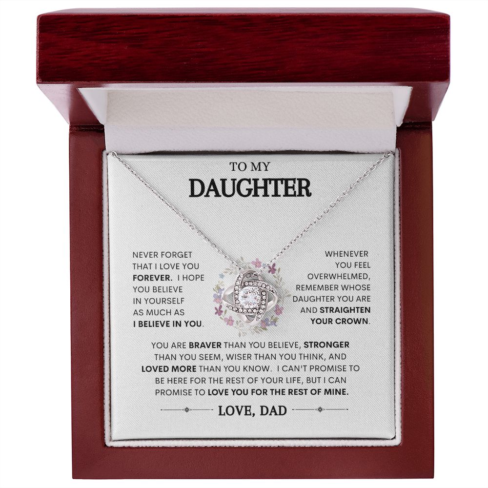 To My Daughter | Braver Than You Believe | Love Knot Necklace