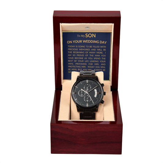 To My Son | On Your Wedding Day | Black Chronograph Watch